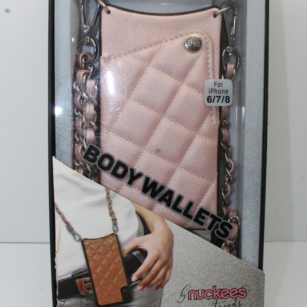 By Nuckees Pink Quilted Crossbody Body Wallet Case for iPhone 6/7/8